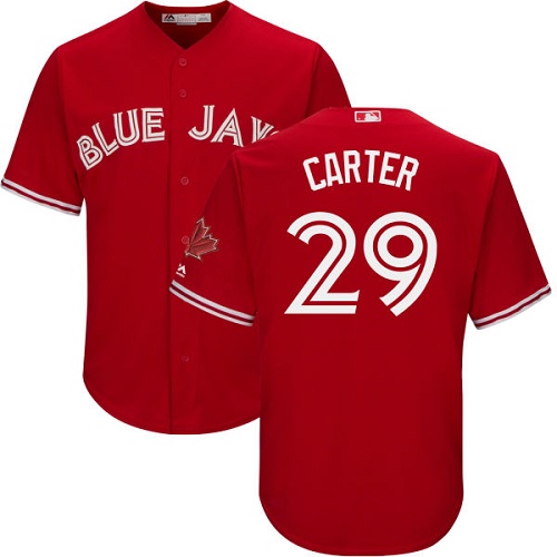 Blue Jays #29 Joe Carter Red Cool Base Canada Day Stitched Youth MLB Jersey